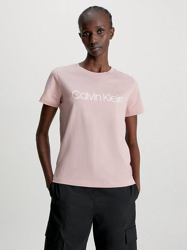 Calvin Klein USA Organic Cotton Logo Womens T-Shirt Pink 1736259-XA